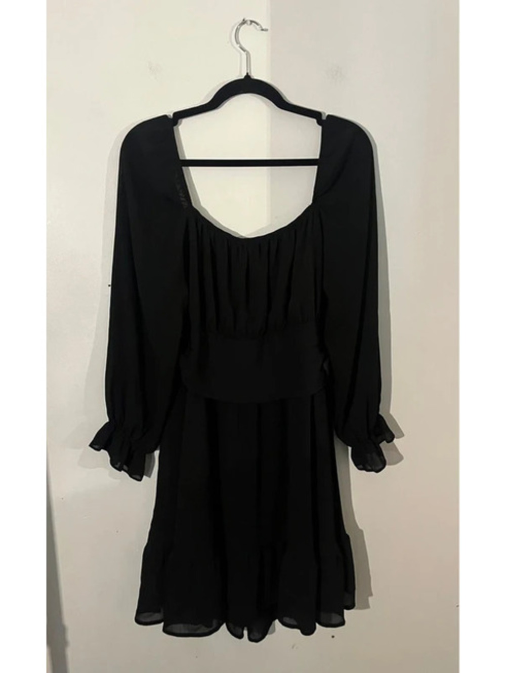 Amazon Long Sleeve Gathered Waist Open Tie Back Mini Dress Size Large